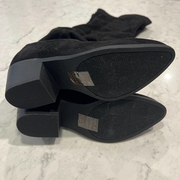 Qupid‎ Women's Tall Black Suede Closed Point Toe Pull On Slouchy Boots Size 6 - Picture 5 of 7